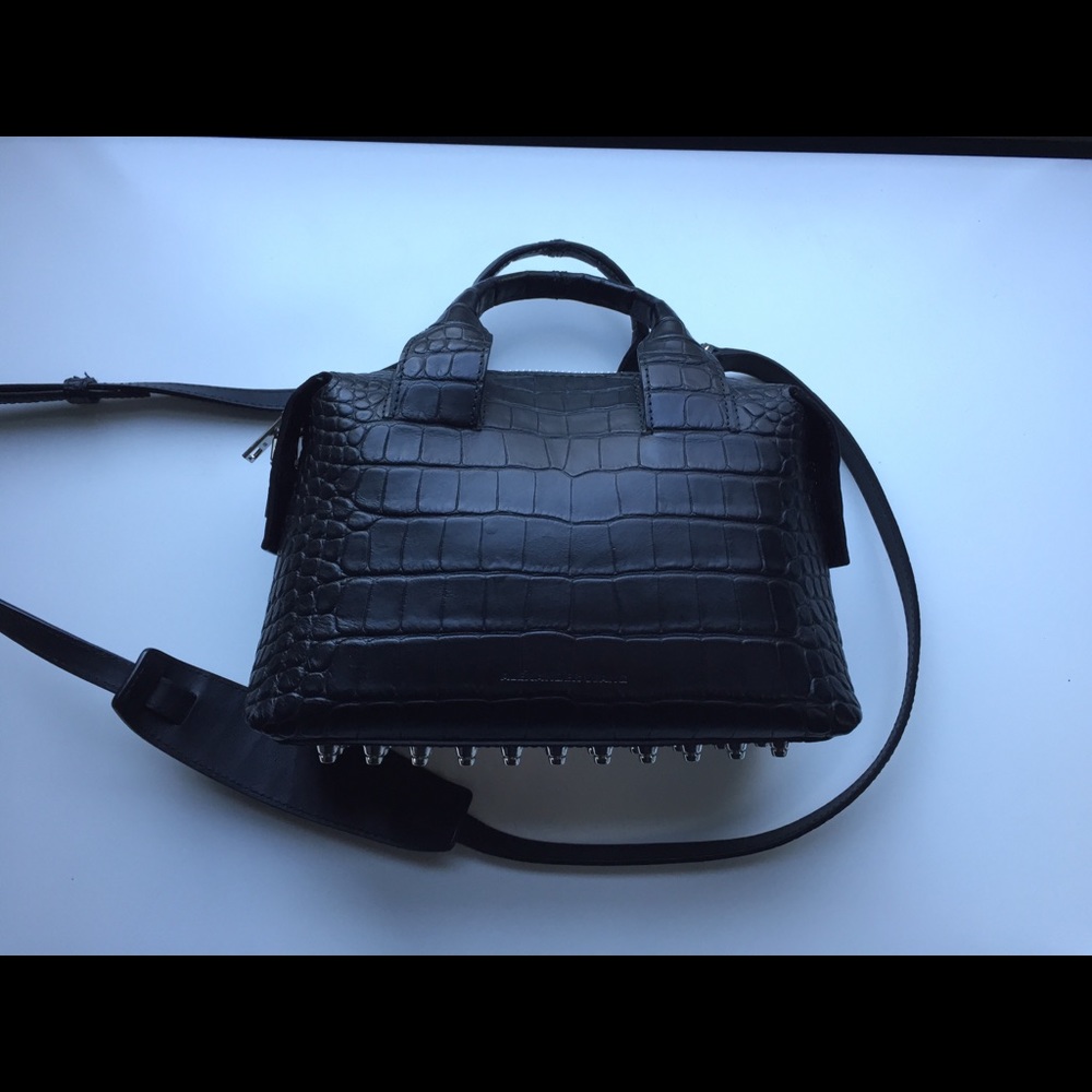 Alexander Wang Rogue Satchel Bag Black Croc